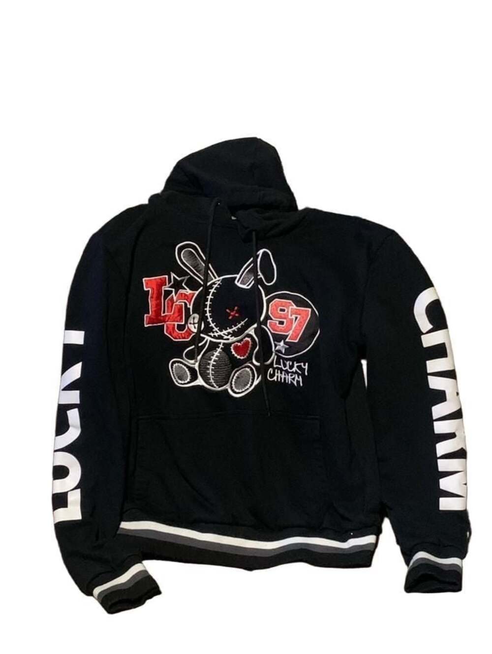 Men's Black Keys "Lucky Charm" Pullover Hoodie with Embroidery/Pockets - Black